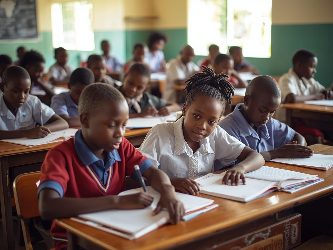 African 500+ Students learning in primary school